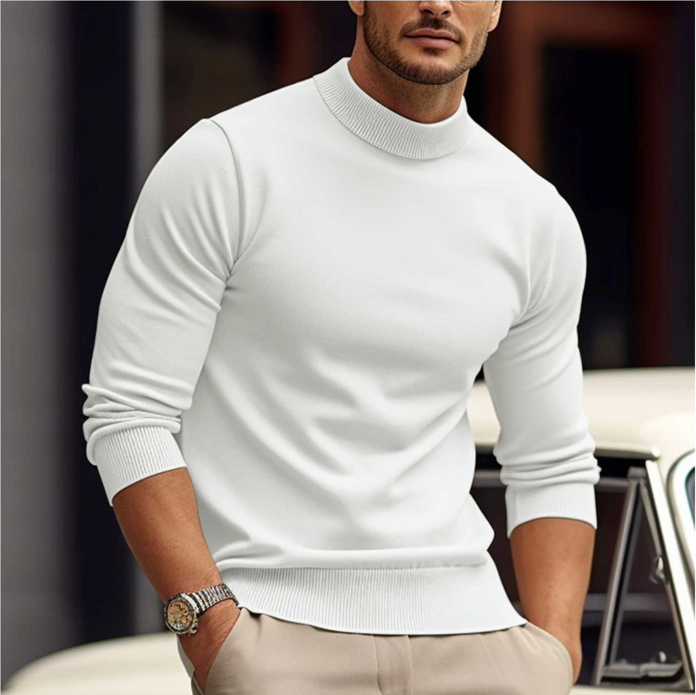 Luca Men's Premium Knit Turtleneck Sweater – Soft Modern Pullover for Everyday Elegance