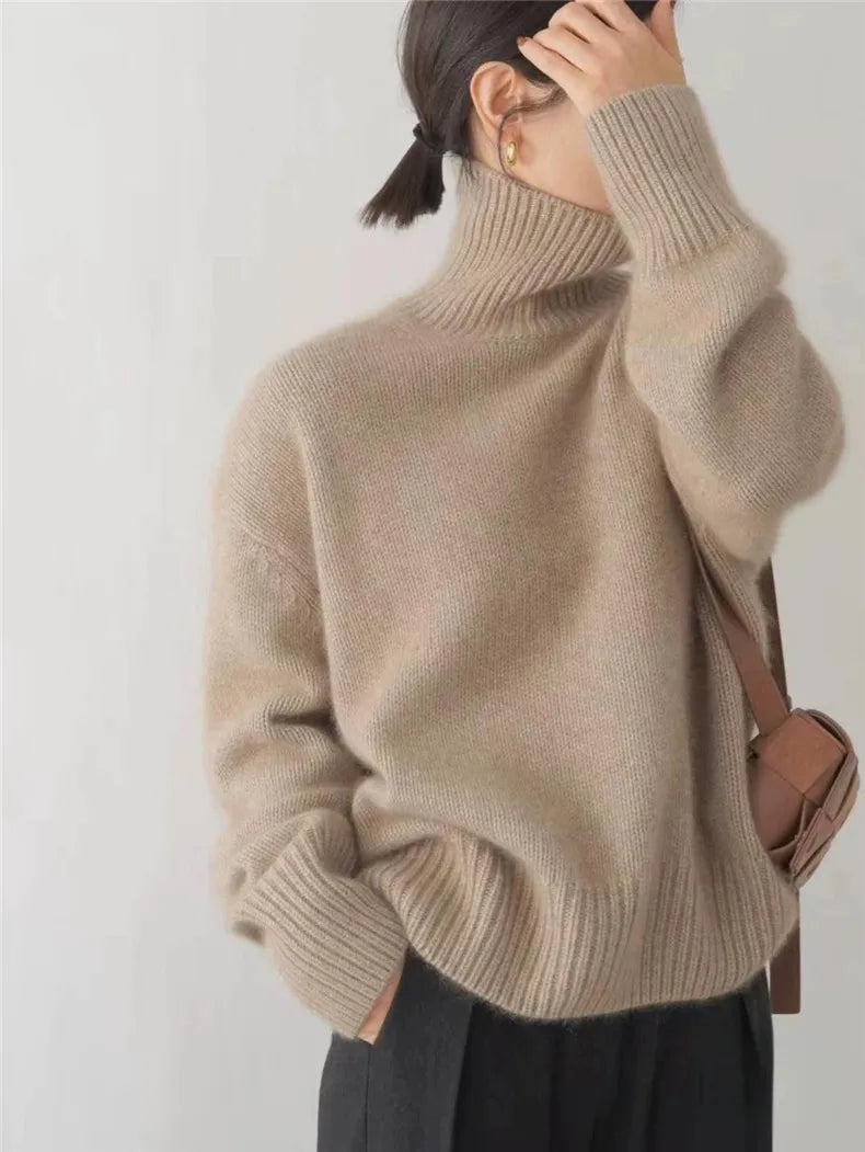 Celeste Women's Wool Turtleneck Sweater – Soft Knit Pullover with Timeless Winter Elegance