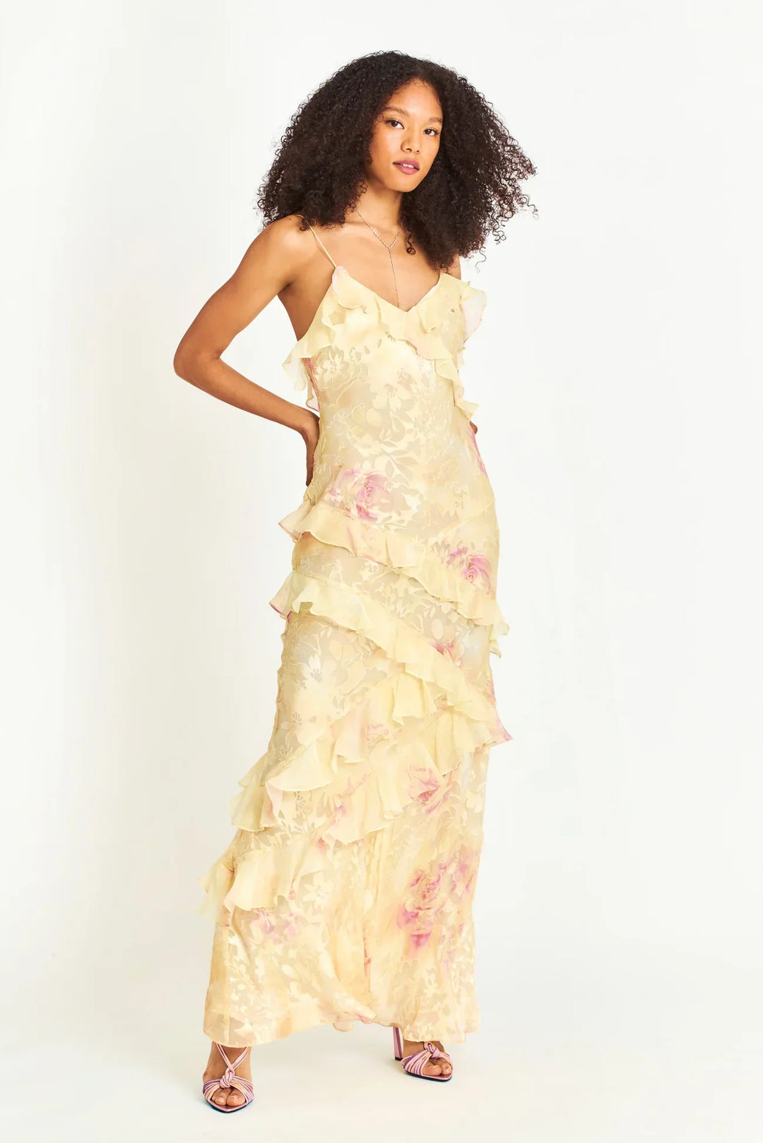 Romilly Women's Tiered Maxi Dress with Open Back & Flowing Silhouette