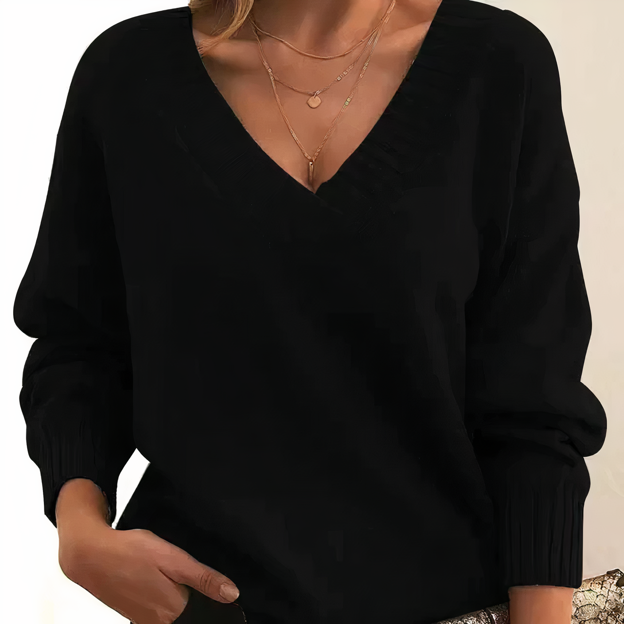 Zeyann Women’s Cashmere Jumper – Soft V-Neck Knit Sweater for Autumn & Winter