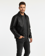 Renato Men's Leather Jacket – Modern Zip-Up Jacket with Clean Urban Style