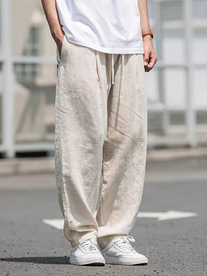 Pantalon en Lin pour Homme Liam – Pantalon Estival Ample avec Confort Respirant & Design Durable