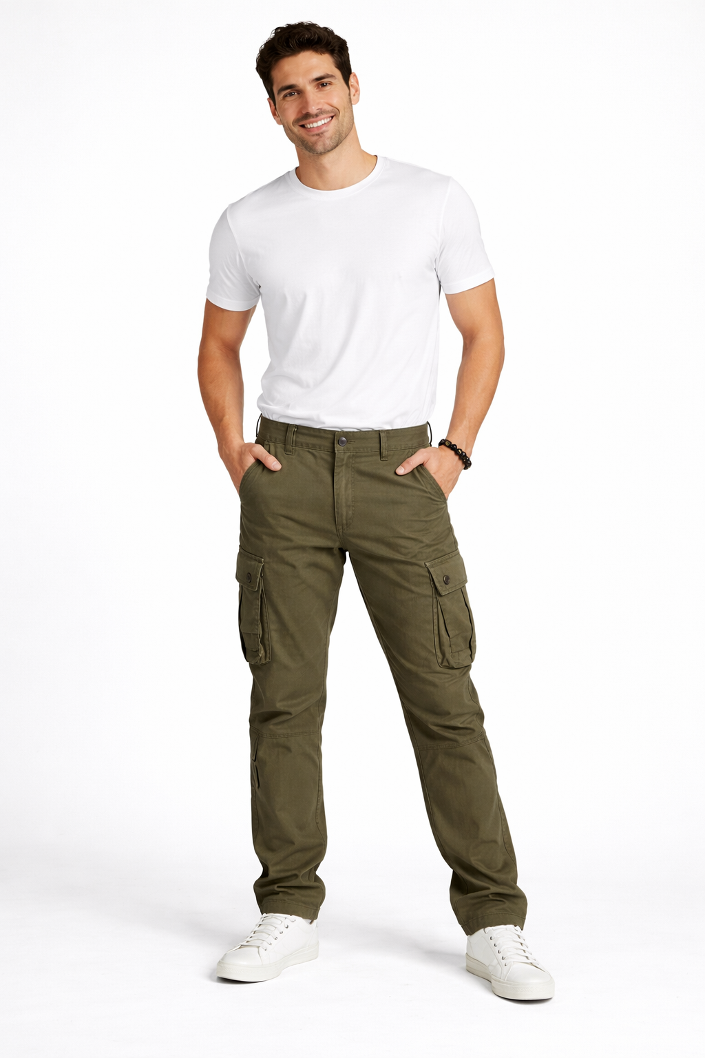 James Men's Cargo Trousers – Breathable Cotton Workwear Pants with Utility Pockets