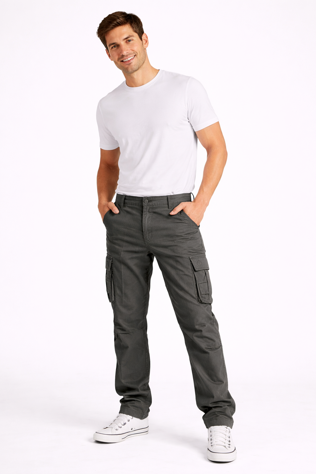 Florian Men's Cargo Pants – Straight-Fit Cotton Workwear Pants with Utility Pockets
