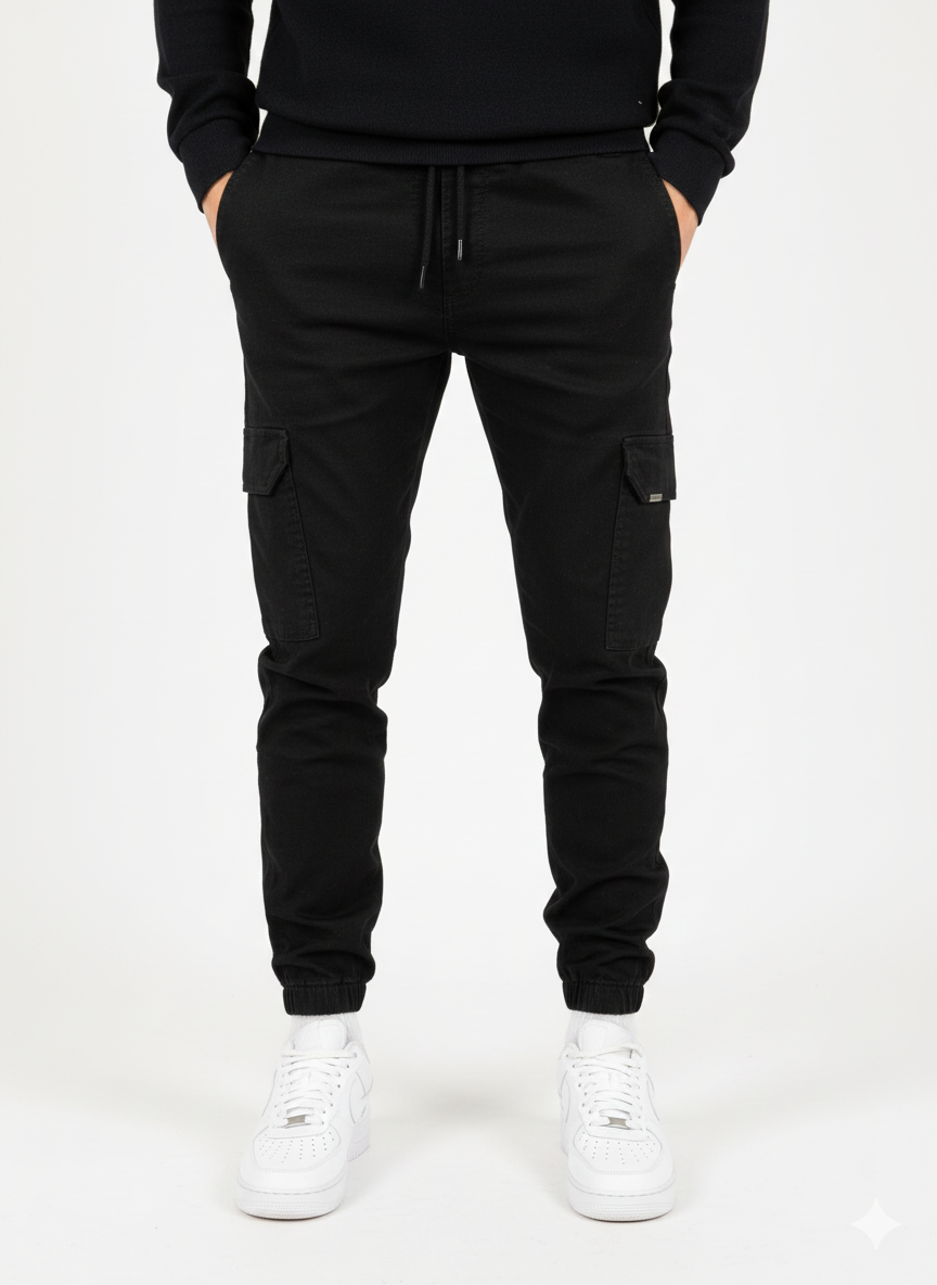 Mason Men's Cargo Jogger Pants – Slim Fit Utility Trousers with Elastic Waist