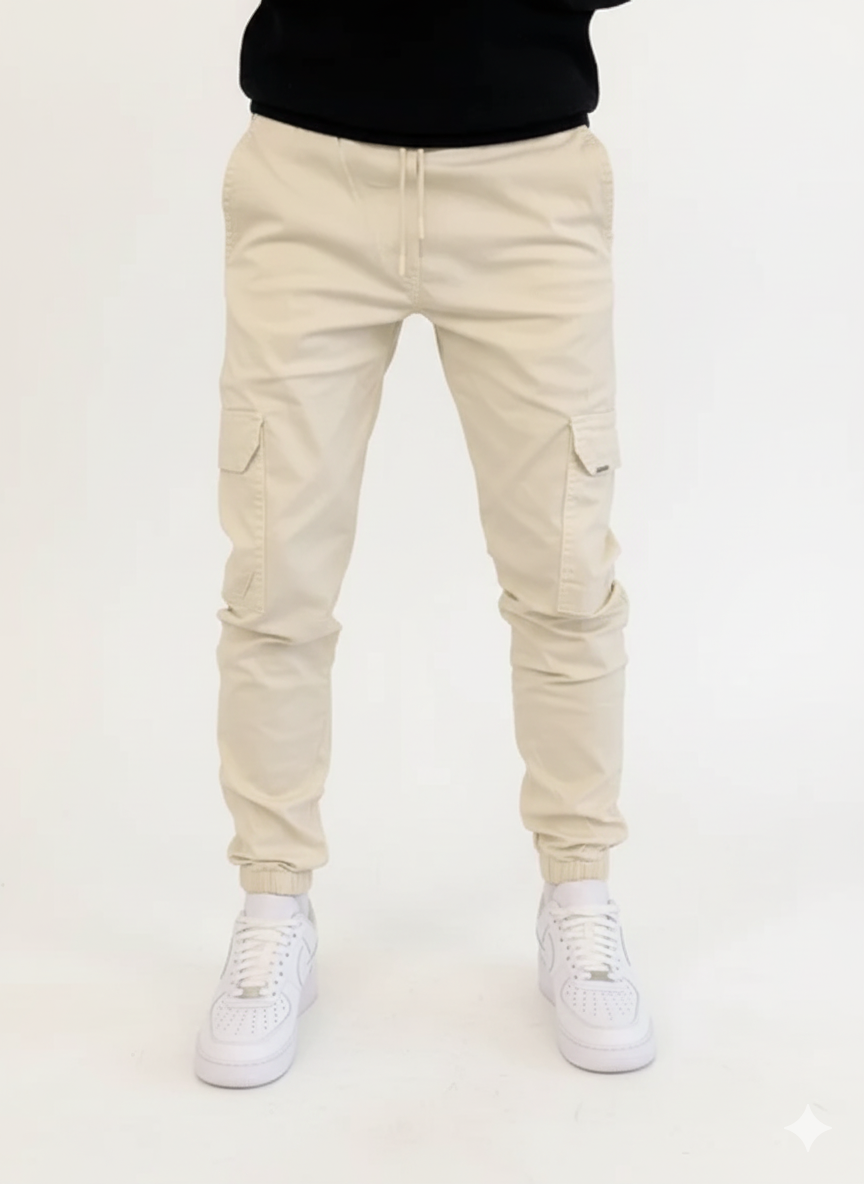 Mason Men's Cargo Jogger Pants – Slim Fit Utility Trousers with Elastic Waist