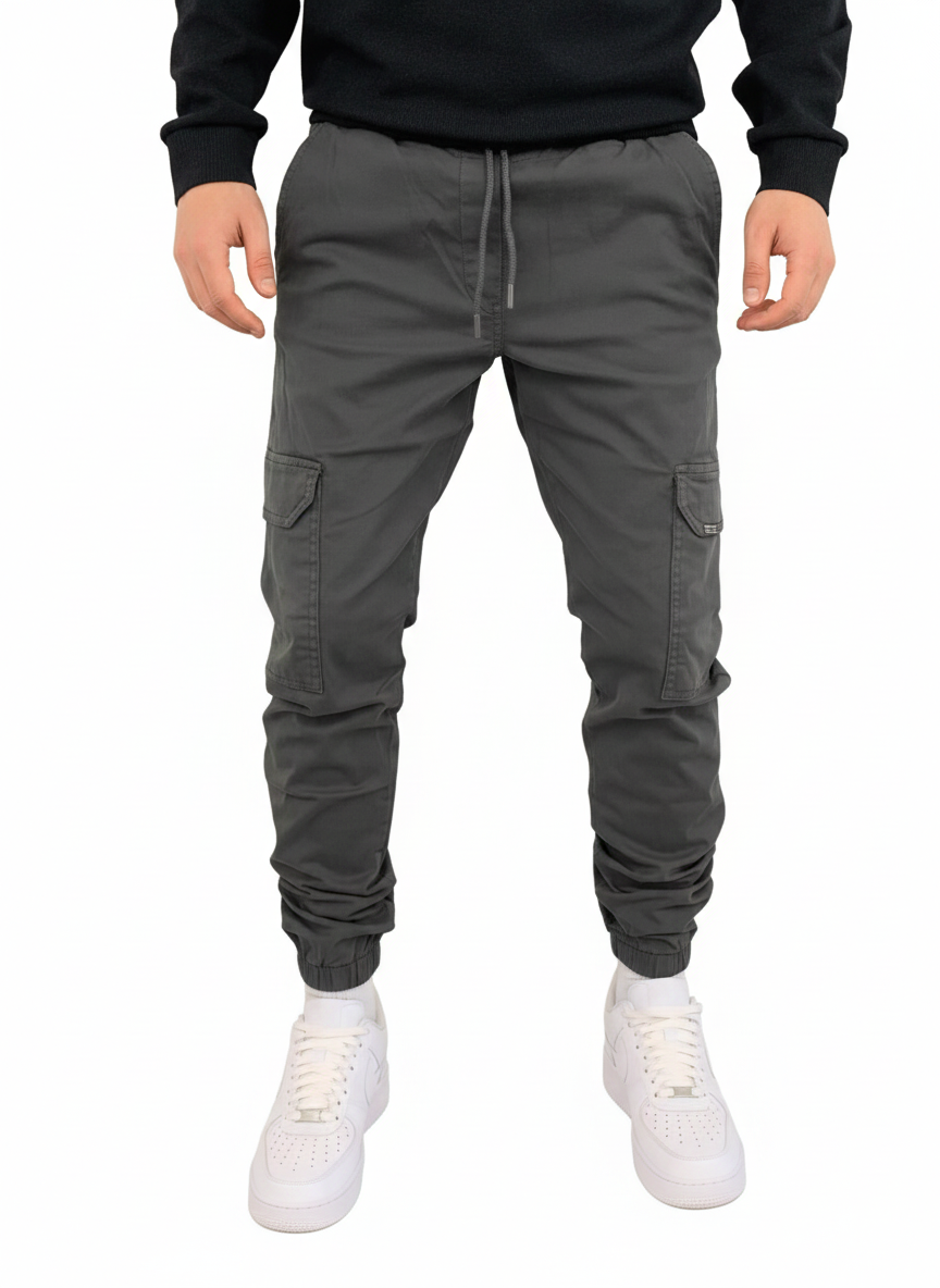 Mason Men's Cargo Jogger Pants – Slim Fit Utility Trousers with Elastic Waist