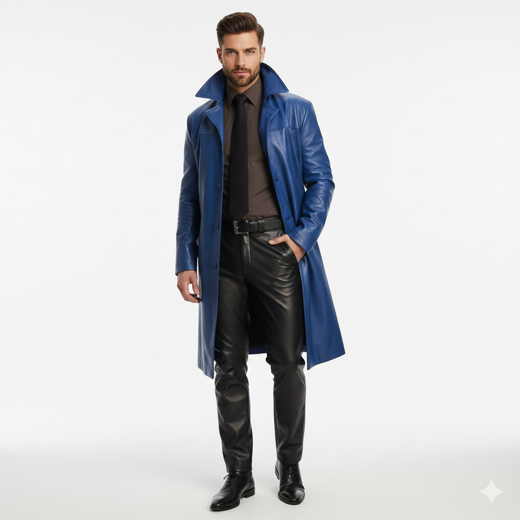 Marlo Men’s Long Trench Coat – Classic Buttoned Overcoat with Modern Tailored Fit