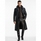 Marlo Men’s Long Trench Coat – Classic Buttoned Overcoat with Modern Tailored Fit