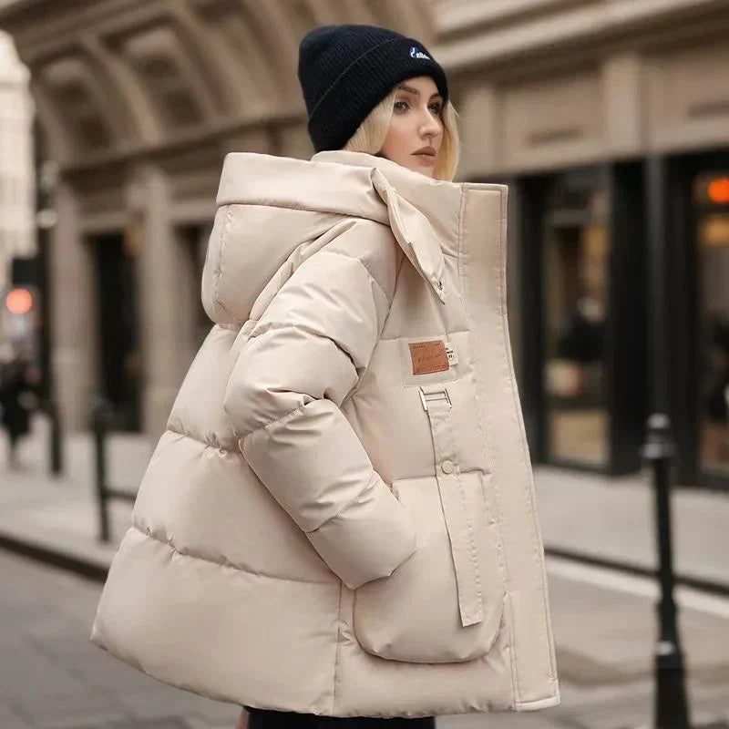 Holly Women's Waterproof Puffer Coat – Cozy Winter Jacket with Hood and Relaxed Loose Silhouette