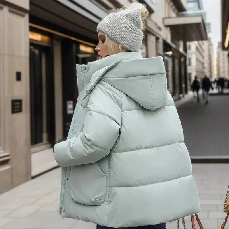 Holly Women's Waterproof Puffer Coat – Cozy Winter Jacket with Hood and Relaxed Loose Silhouette
