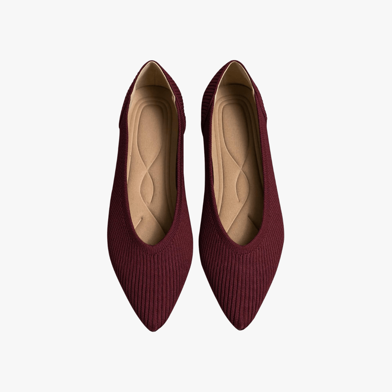 Celeste Women's Pointed Knit Ballet Flats – Slip-On Comfort Shoes with Memory Foam Insole