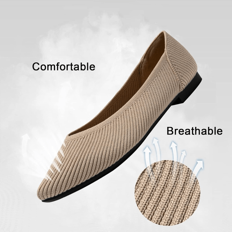 Emily Women’s Knit Ballet Flats – Pointed Toe Comfort Shoes with Arch Support