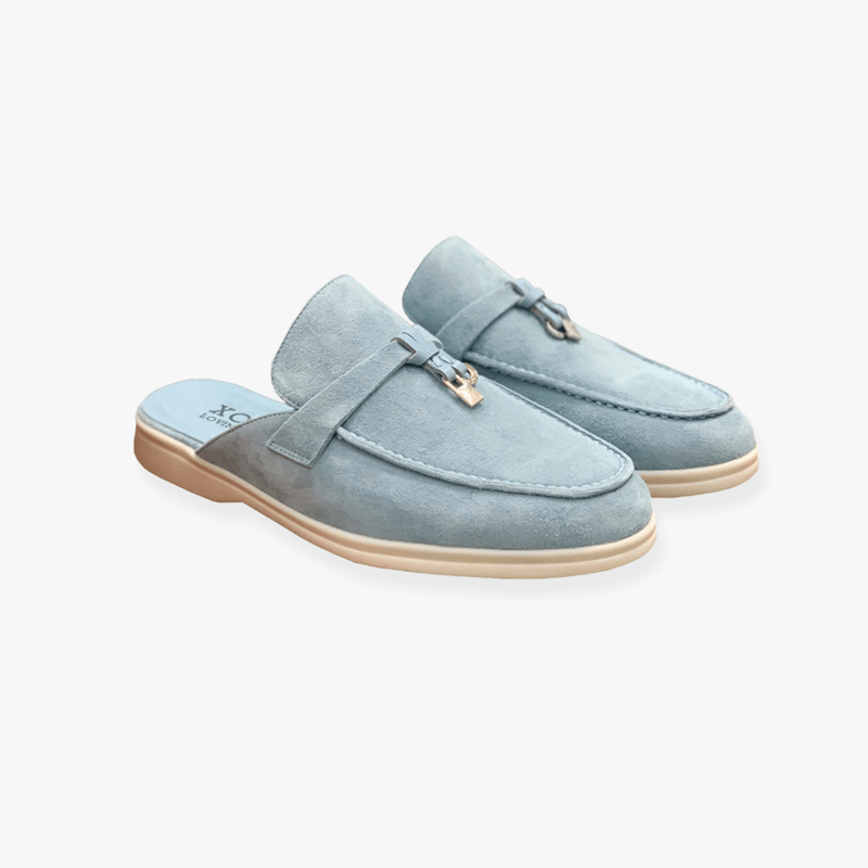 Sabrina Women's Slip-On Mules – Buckle Detail Flats with Cushioned Comfort & Minimalist Style