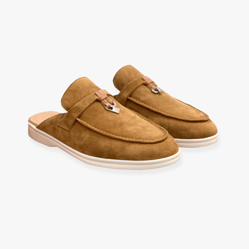 Sabrina Women's Slip-On Mules – Buckle Detail Flats with Cushioned Comfort & Minimalist Style