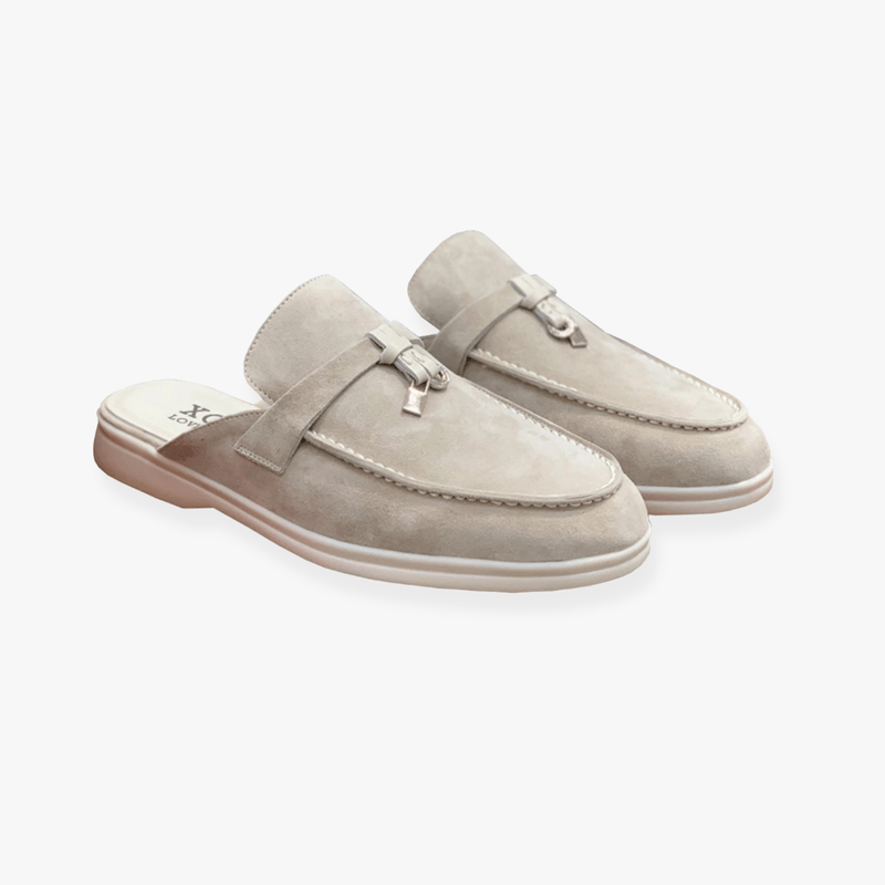 Sabrina Women's Slip-On Mules – Buckle Detail Flats with Cushioned Comfort & Minimalist Style