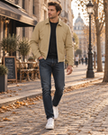 Chelsea Men's Lightweight Zip Jacket – Laydown Collar, Snap Cuffs & 3 Pockets