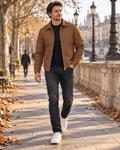 Brandon Men's Lightweight Zip Jacket – Laydown Collar, Snap Cuffs & 3 Pockets