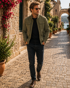Ruaridh Men's Cotton Jacket – Mandarin Collar, Zip-Up Front & Retro Casual Style