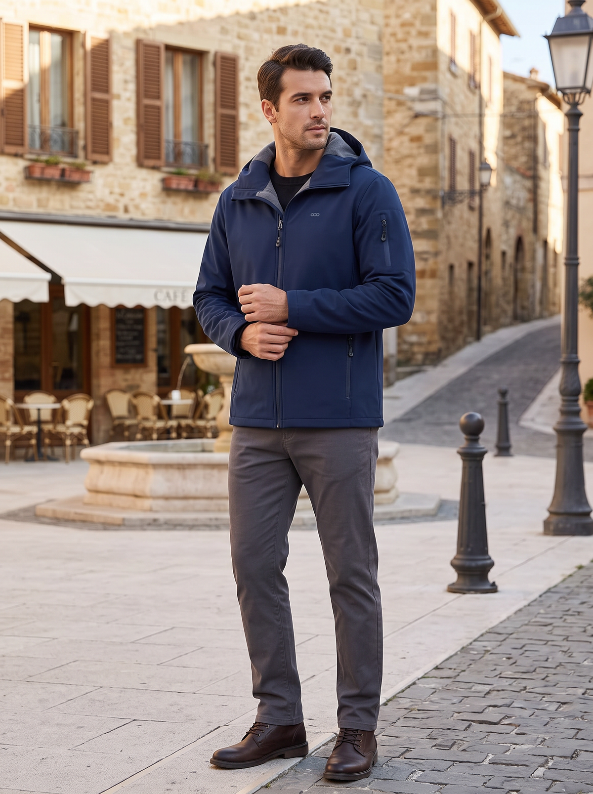 Sean Men's Waterproof Softshell Jacket – Fleece-Lined, With Hood & 5 Pockets