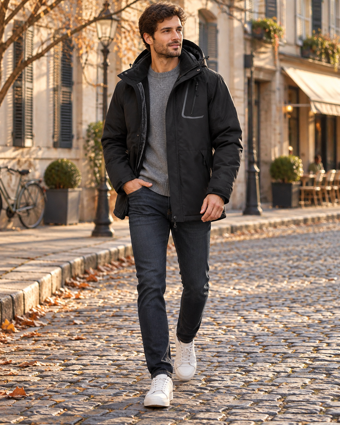 Connor Men's Fleece-Lined Winter Jacket – Removable Hood, Adjustable Cuffs & Ski Style