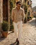 Bronwyn Men's Knitted Cardigan – Retro Lapel, Textured Knit & Casual Fit