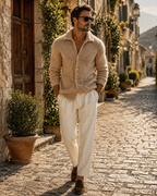 Bronwyn Men's Knitted Cardigan – Retro Lapel, Textured Knit & Casual Fit