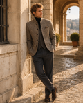 Cillian Men's Tweed Plaid Jacket – Mandarin Collar, Retro Style & Casual Fit