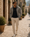 Carys Men's With Hood Knit Cardigan – Fitted Silhouette, Zip-Up Front & Solid Colour