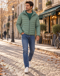 Kayleigh Men's Packable Puffer Jacket – With Hood, Full-Length Zipper & Zipped Pockets