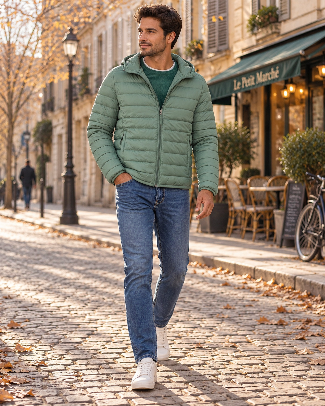 Kayleigh Men's Packable Puffer Jacket – With Hood, Full-Length Zipper & Zipped Pockets