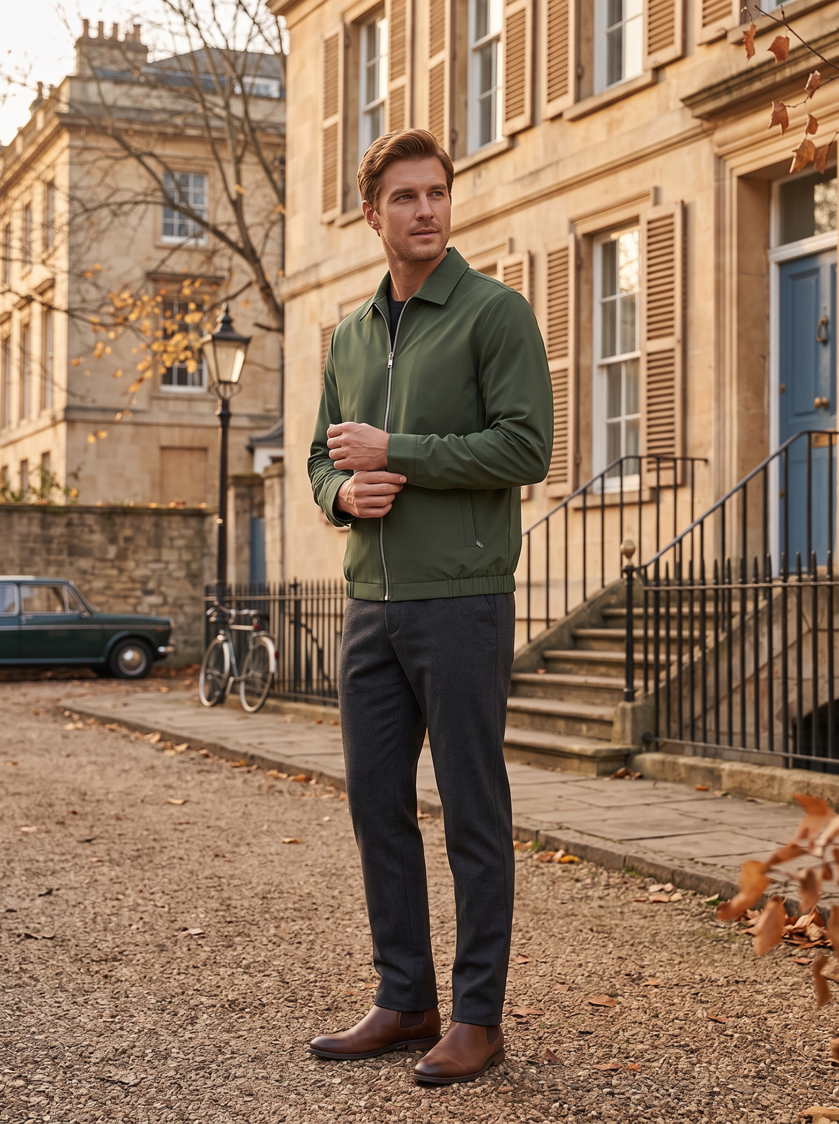 Craig Men's Lightweight Zip Jacket – Laydown Collar, 3 Handy Pockets & Elastic Hem