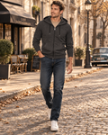 Jenna Men's Brushed Fleece Hoodie – Full-Length Zipper, Drawstring Hood & Hand Pockets