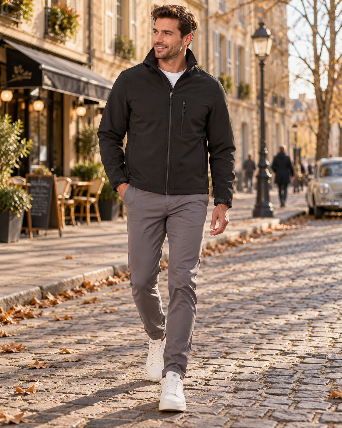 Jade Men's Softshell Jacket – Fleece Backed, Mandarin Collar & 3 Zipped Pockets