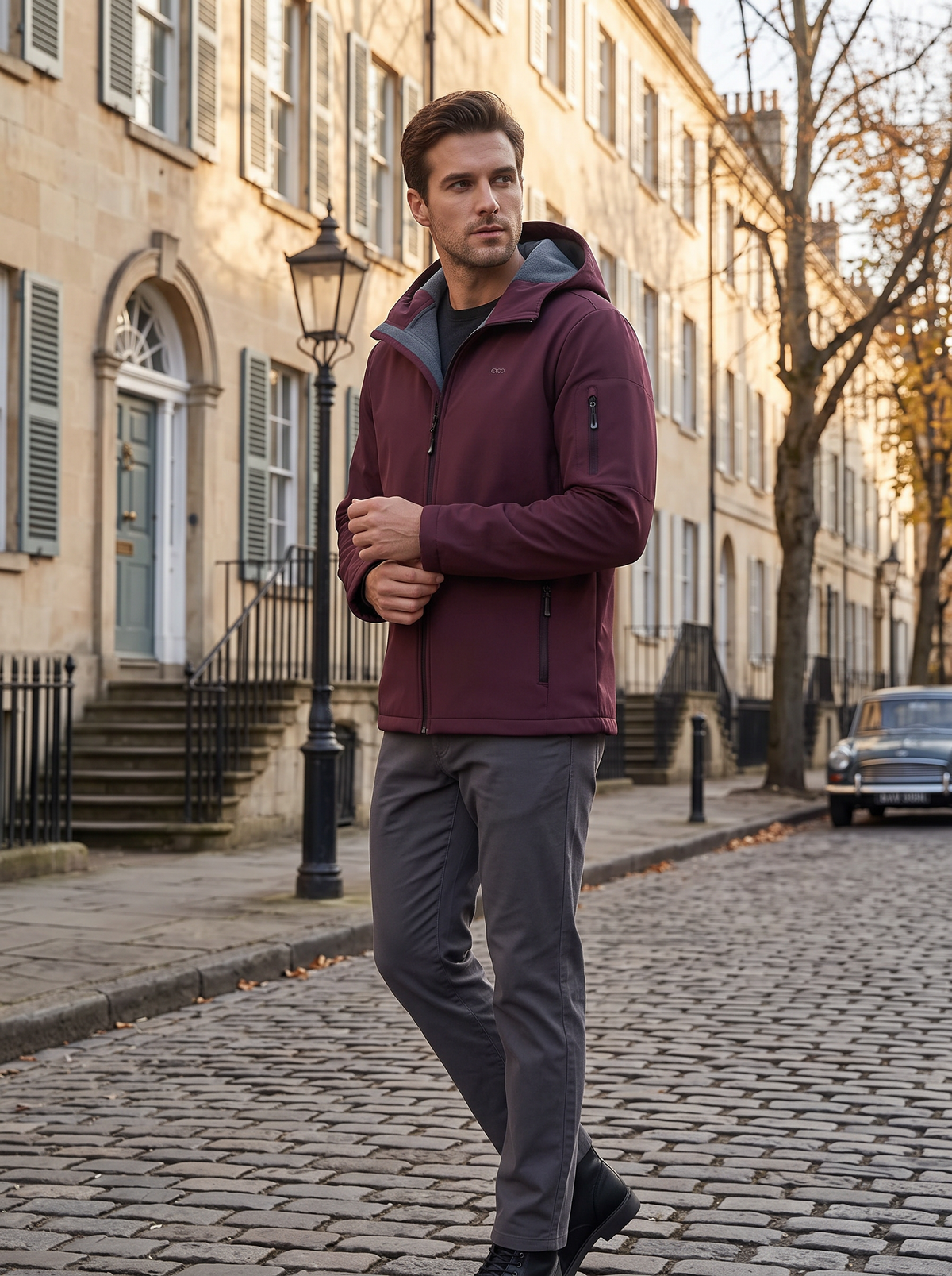 Sean Men's Waterproof Softshell Jacket – Fleece-Lined Interior, With Hood & 5 Handy Pockets