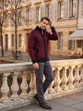 Liam Men's Knit Jacket – Plaid Fleece-Lined Interior, Mandarin Collar & Zip-Up Front