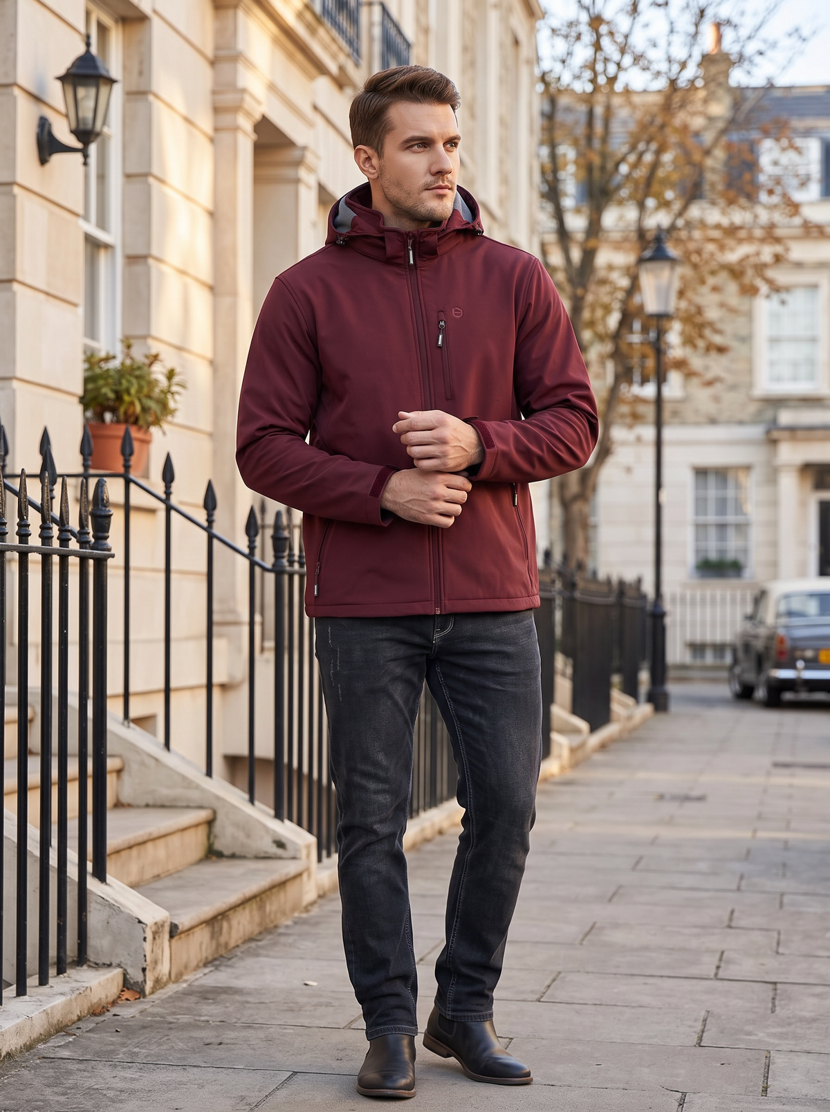 Kyle Men's Softshell Jacket – Fleece-Lined Interior, With Hood & 5 Handy Pockets
