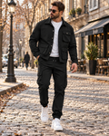 Nicole Men's Cargo Two-Piece Set – Long-Sleeve Jacket, Relaxed Trousers & 6 Pockets