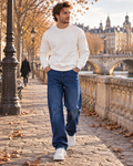 Victoria Men's Baggy Jeans – Mid-Rise, Straight Leg, Stretch Denim & 5 Handy Pockets