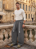 Ross Men's Baggy Sweatpants – Rope Detail, Elastic Waist & Side Slip Pockets
