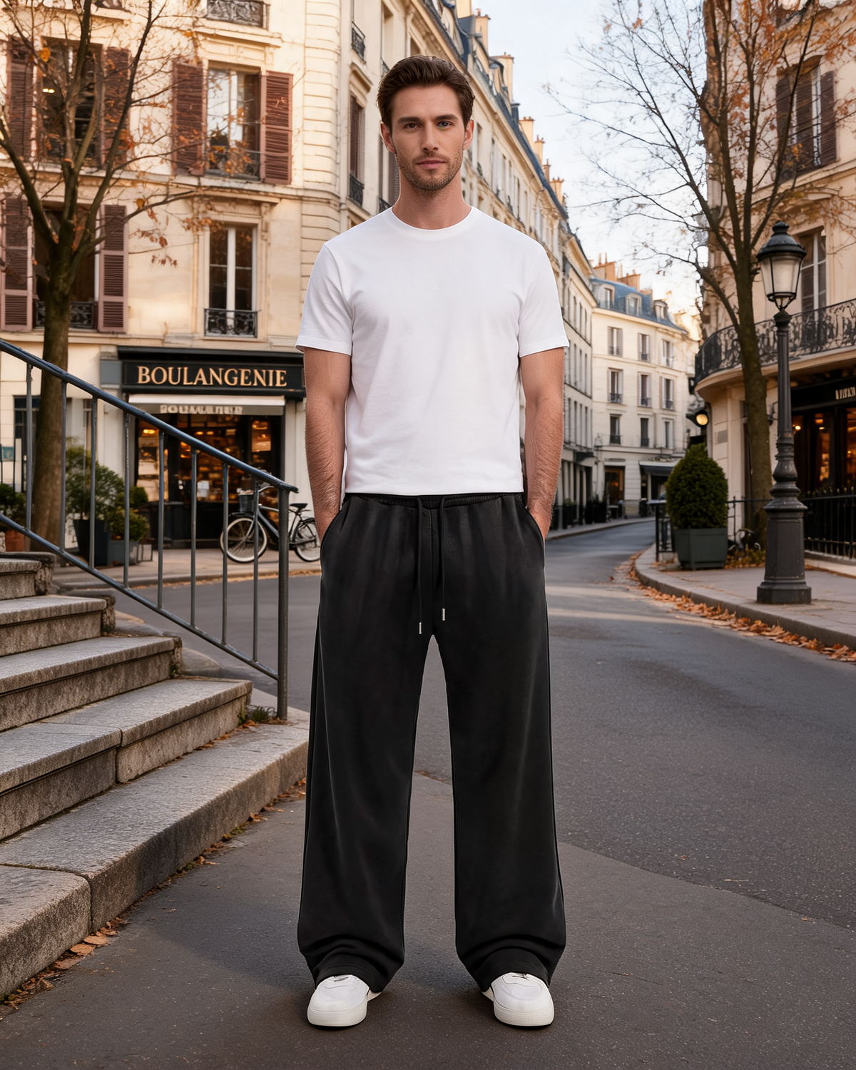 Aoibhinn Men's Baggy Sweatpants – Wide Leg, Drawstring Waist & Side Slip Pockets