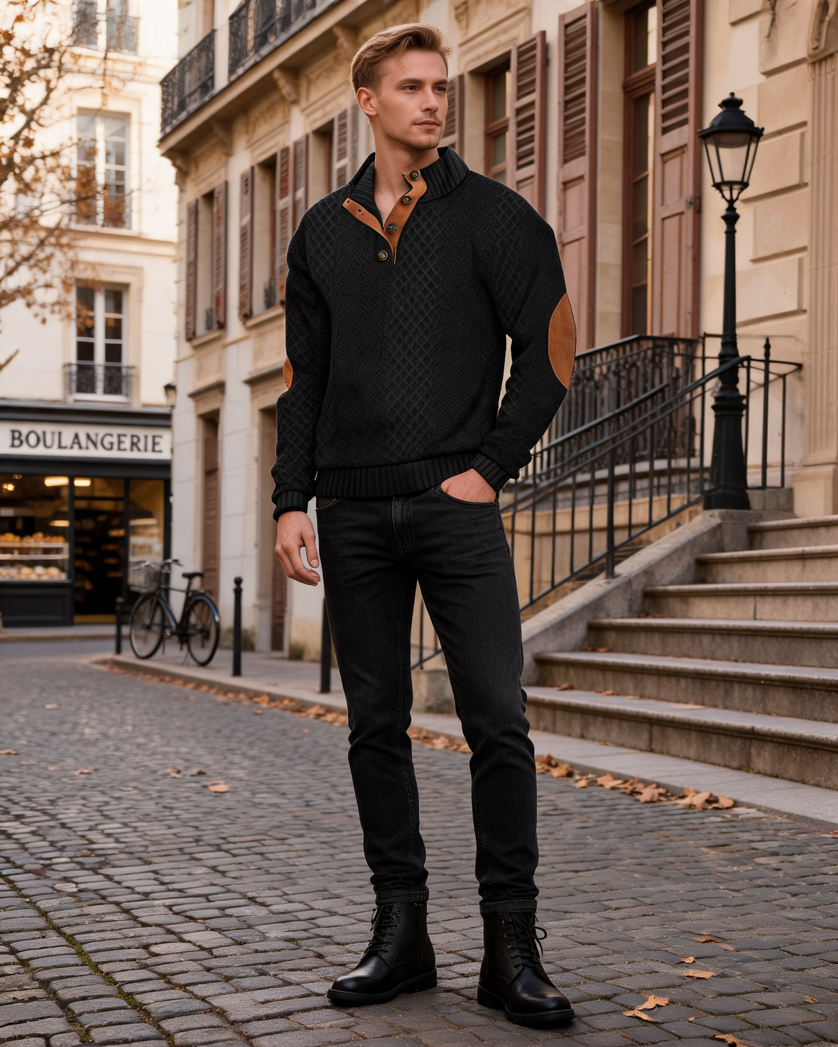 Sinead Men's 1/4-Zip Hoodie – Button Detail, Full-Length Sleeves & Ribbed Cuffs