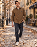 Paige Men's Cotton Chambray Shirt – Button-Up Front, Full-Length Sleeves & 2 Handy Chest Pockets