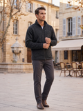 Jack Men's Fleece Jacket – Mandarin Collar, Zippered Pockets & Stretchy Material