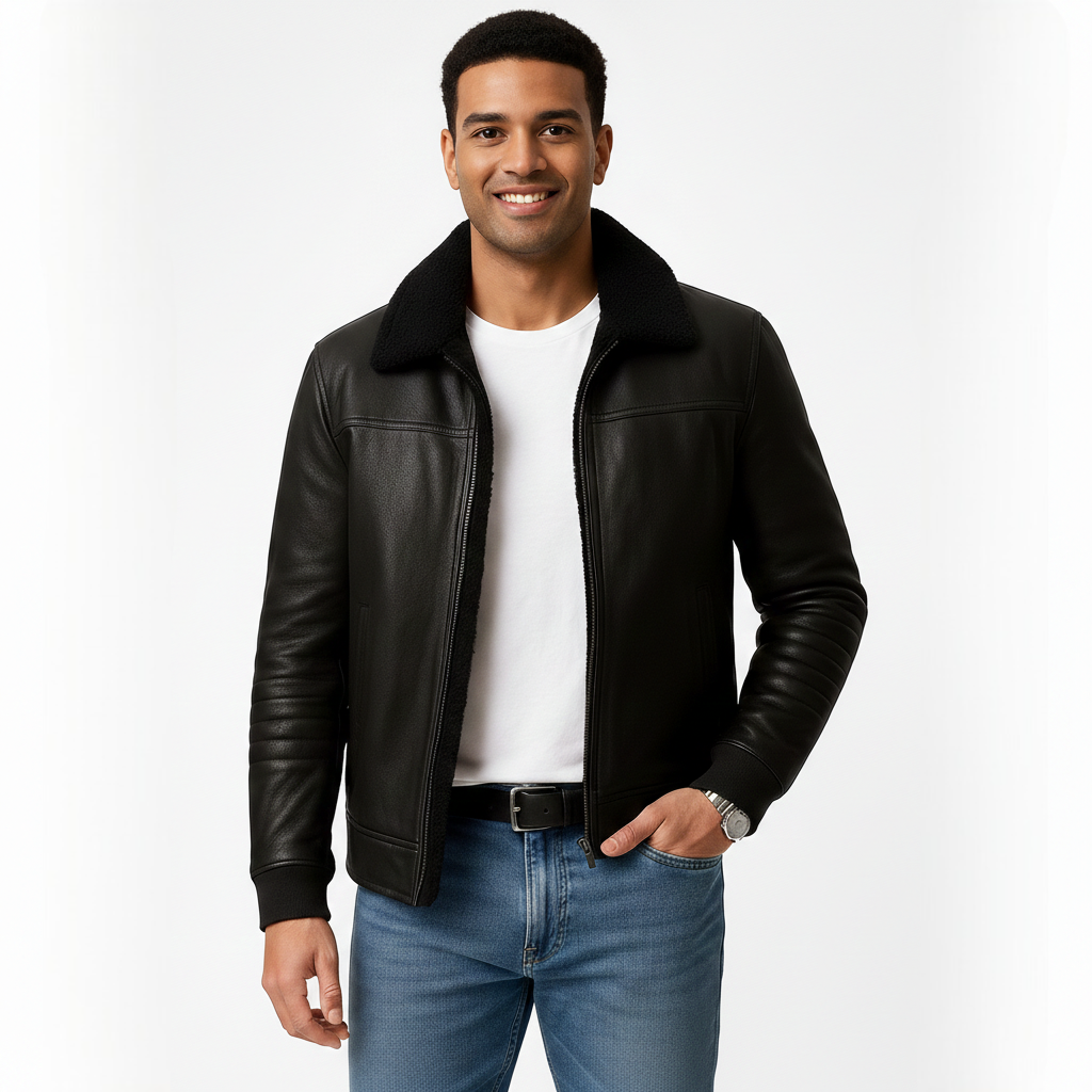 Nicole Men's Fur-Collar Jacket – Sophisticated Zip-Up Coat with a Modern Tailored Fit