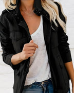 Nora Women’s Utility Jacket – Elegant Long Sleeve Jacket with Four Practical Pockets