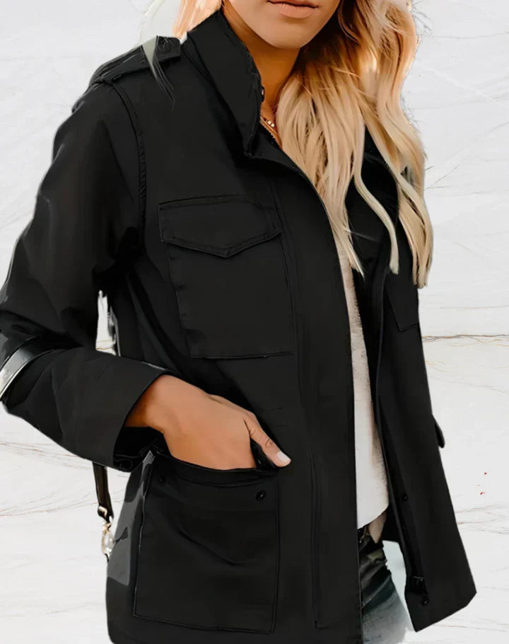 Nora Women’s Utility Jacket – Elegant Long Sleeve Jacket with Four Practical Pockets
