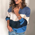 Evelyn Women's Striped Knit Sweater – Soft Cozy Pullover with Relaxed Elegant Fit