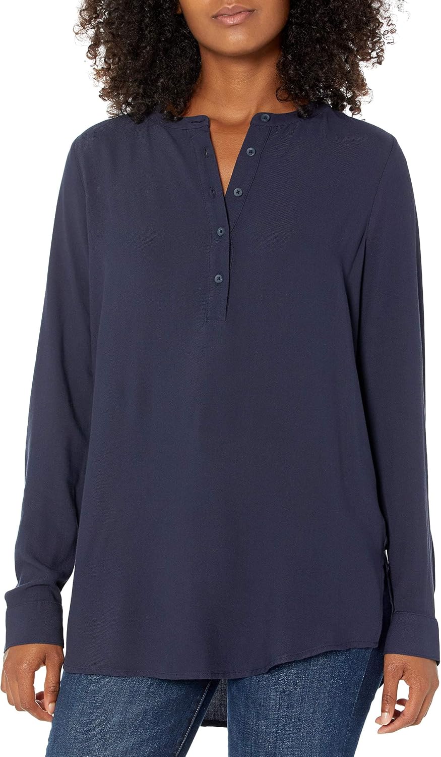 Marceline Women's Printed Long Sleeve Popover Blouse in Lightweight Viscose Relaxed Fit