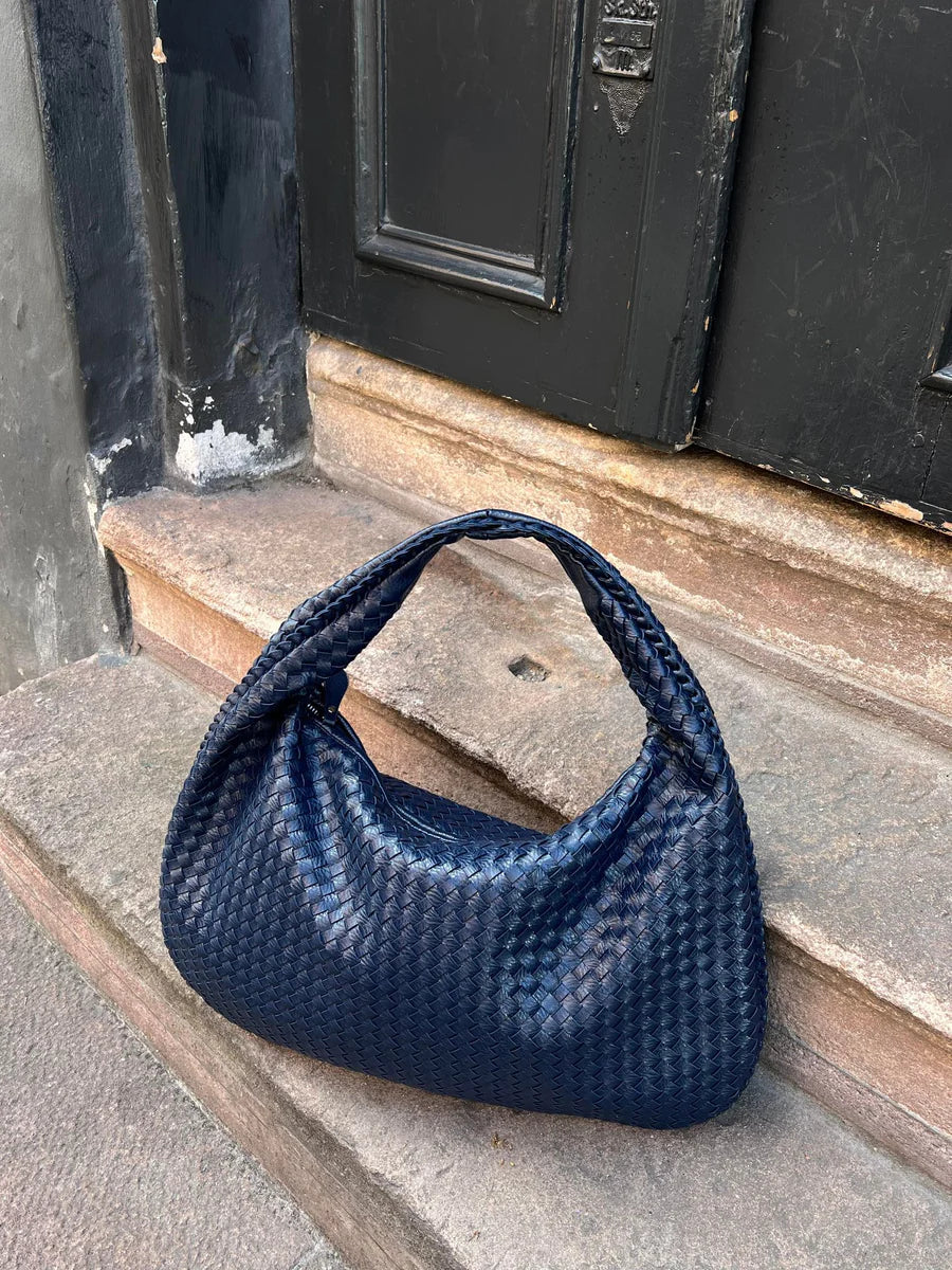 Evelina Women's Woven Vegan Leather Tote Bag – Spacious Zip-Top Everyday Handbag